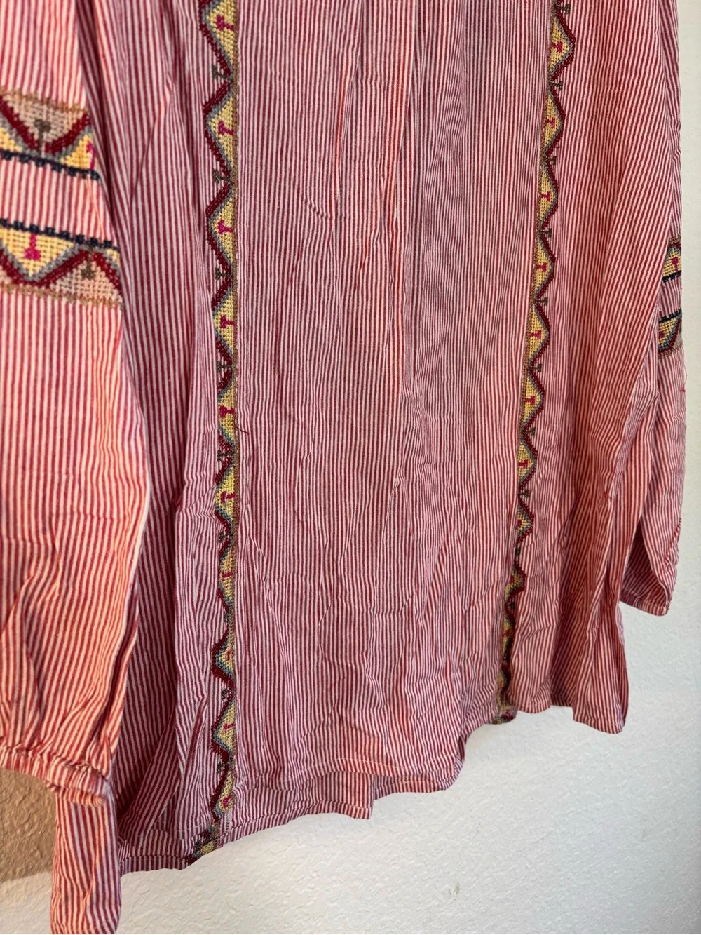 Tolani Collection Lauren Embroidered Blouse Pink White Striped Tunic Size XL - Picture 13 of 16